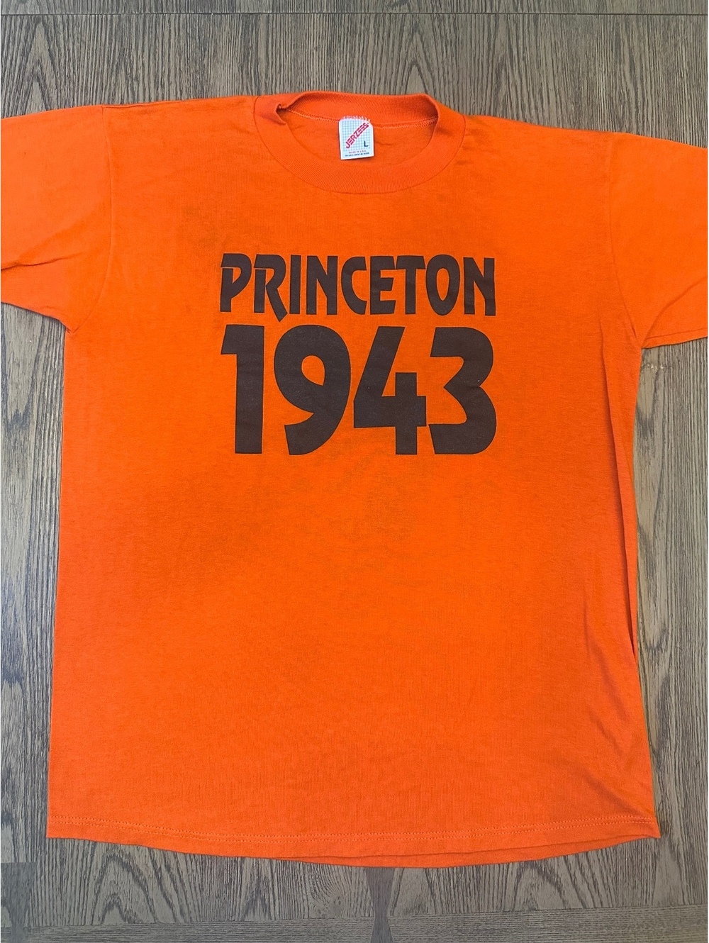 Vintage Princeton 1943 Orange T-Shirt Large Jerzees Made in USA